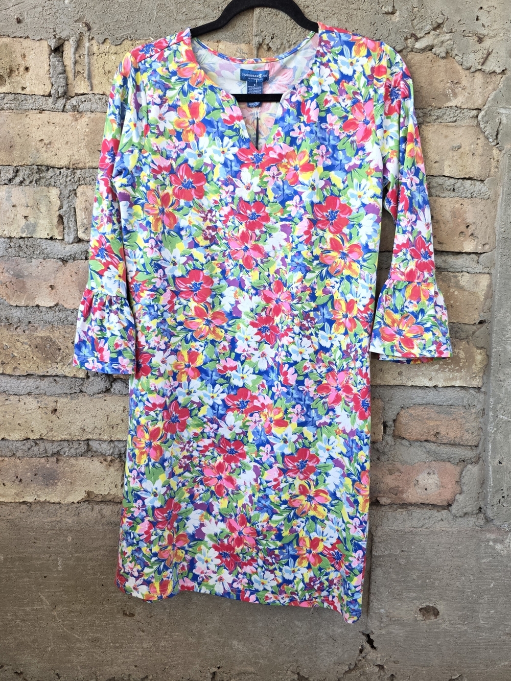 Caribbean Joe Vibrant Floral UPF 50+ Sun Protection Mini Dress Small NWT